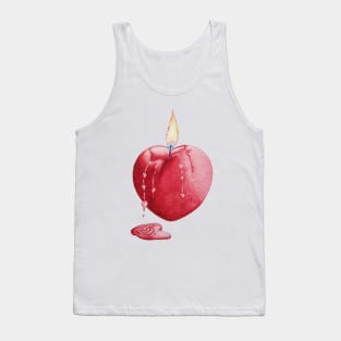 love heart shaped burning candle romantic Tank Top